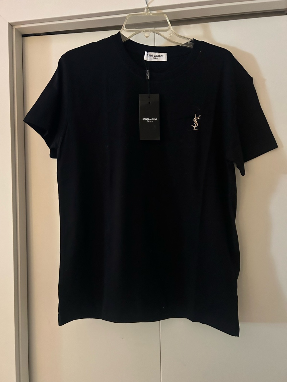 Saint Laurent Black Short-Sleeve Logo Tee
